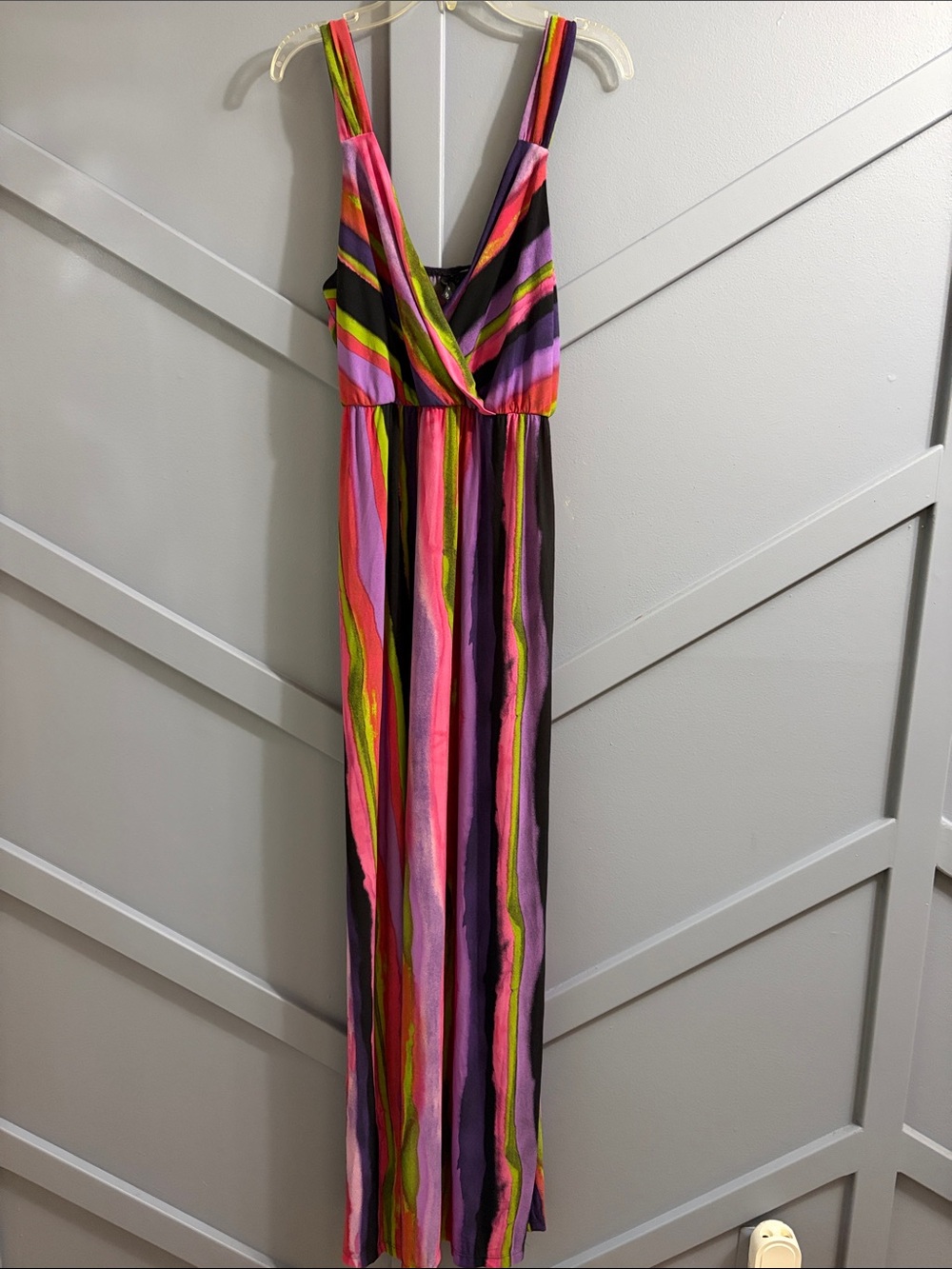 new directions Multicolor Striped Maxi Dress - Pink, Purple, Green, Black